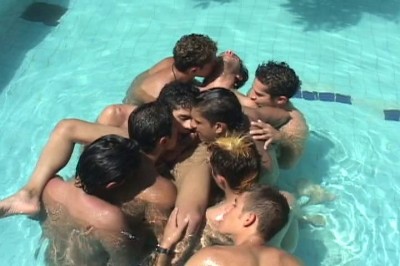 Gay orgy in the pool