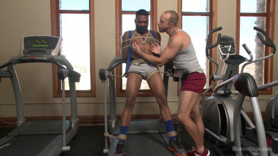 Big cock stud gets edged in the gym cover