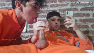 Prison Joeng Turns his cellmate into his feet, dick and ass bitch and completly cover