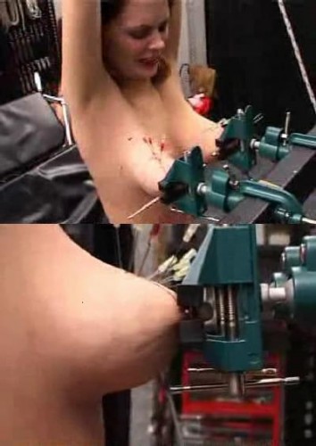 Nipples in a vice. Very cruel BDSM