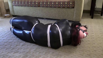 Yvette Cousteau Cat suited intruder hogtied and gagged cover